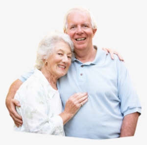 Elderly couple hugging